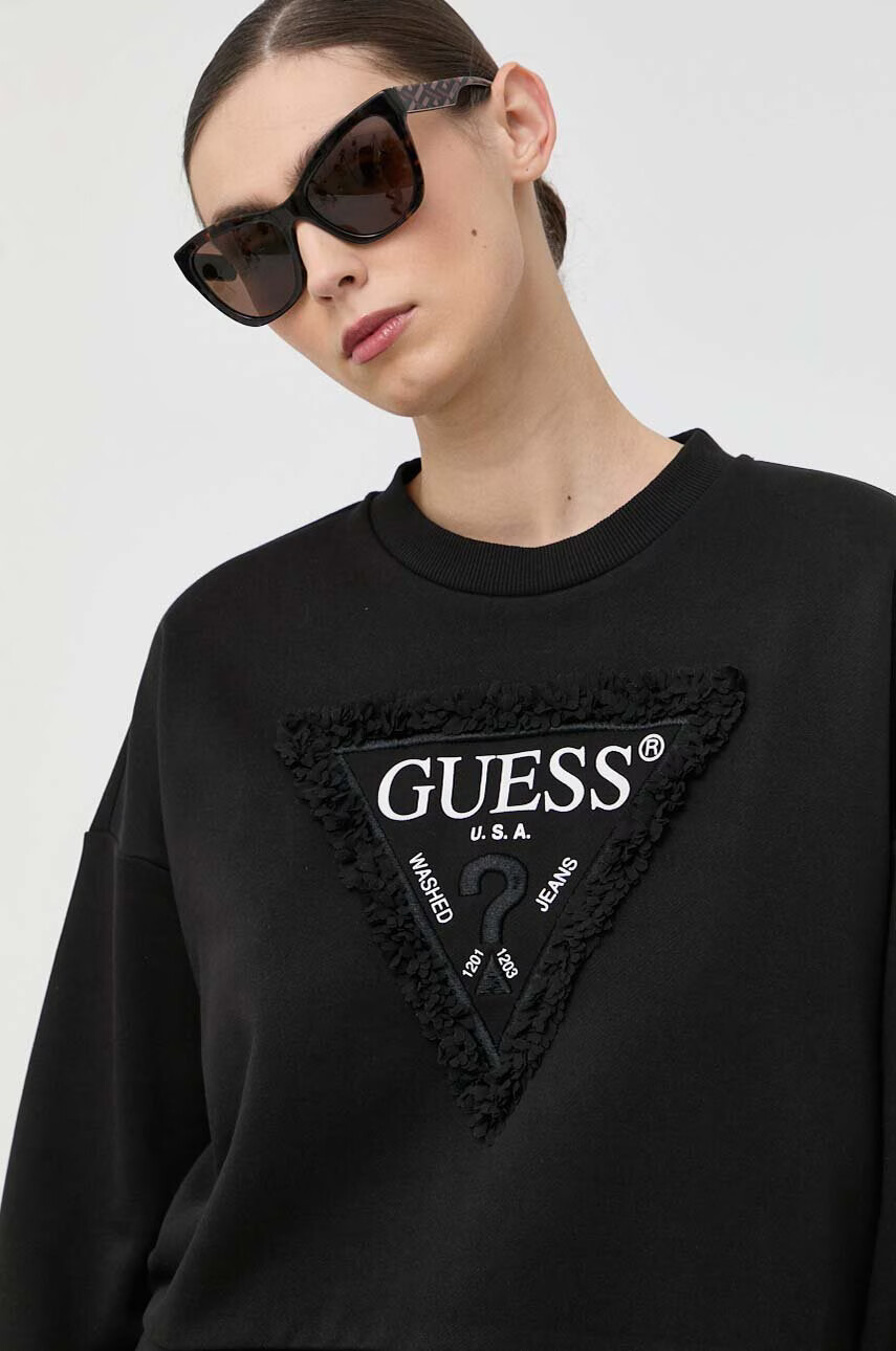 Guess Суичър в черно с изчистен дизайн - Pepit.bg