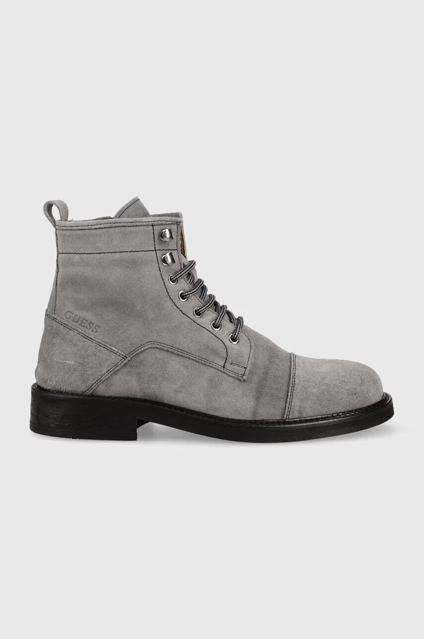 Guess Велурени боти Arco Lace Up в сиво - Pepit.bg