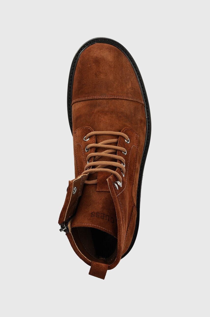 Guess Велурени обувки Arco Lace Up в кафяво - Pepit.bg
