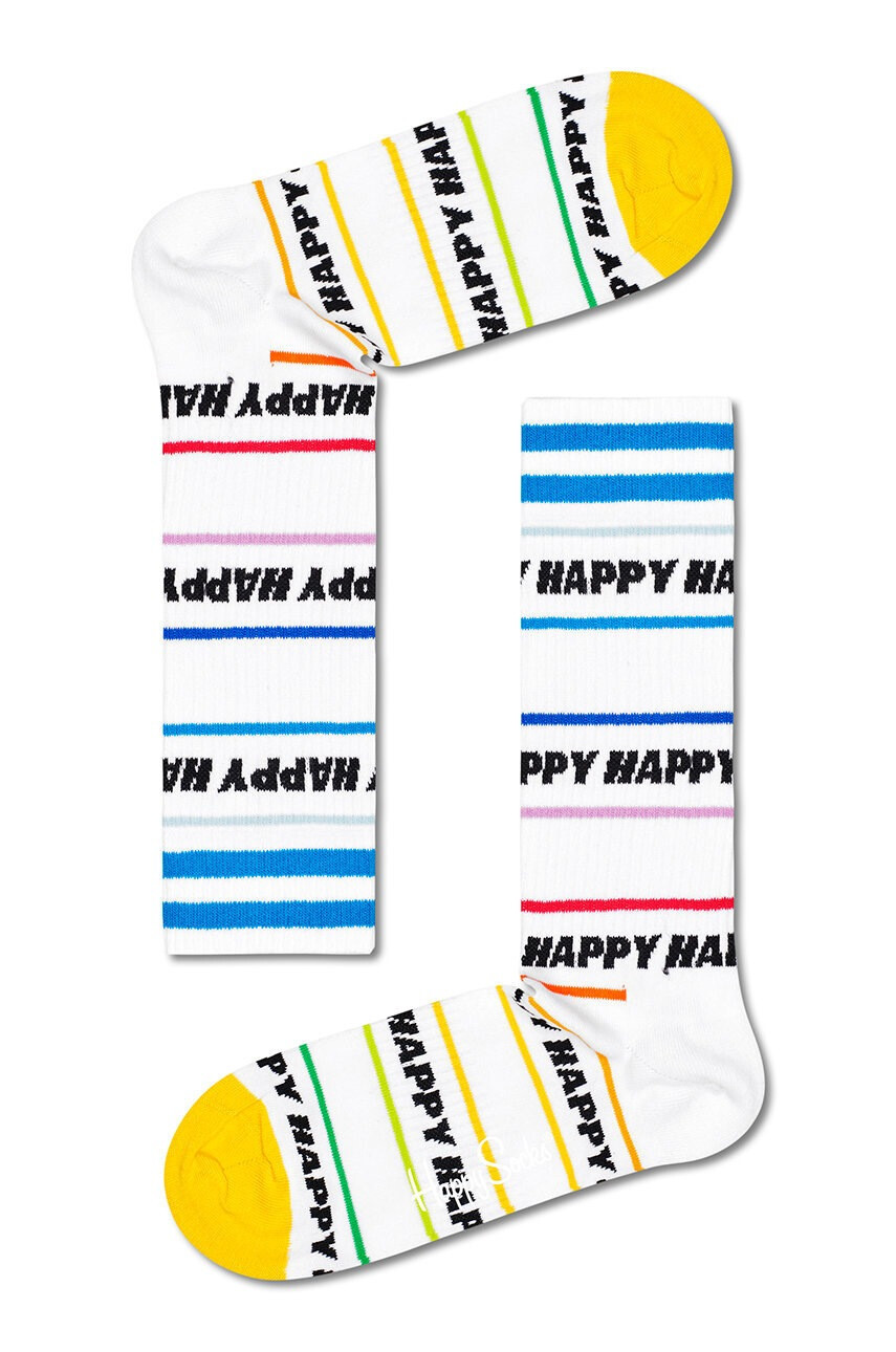 Happy Socks Чорапи мъжки в бяло - Pepit.bg
