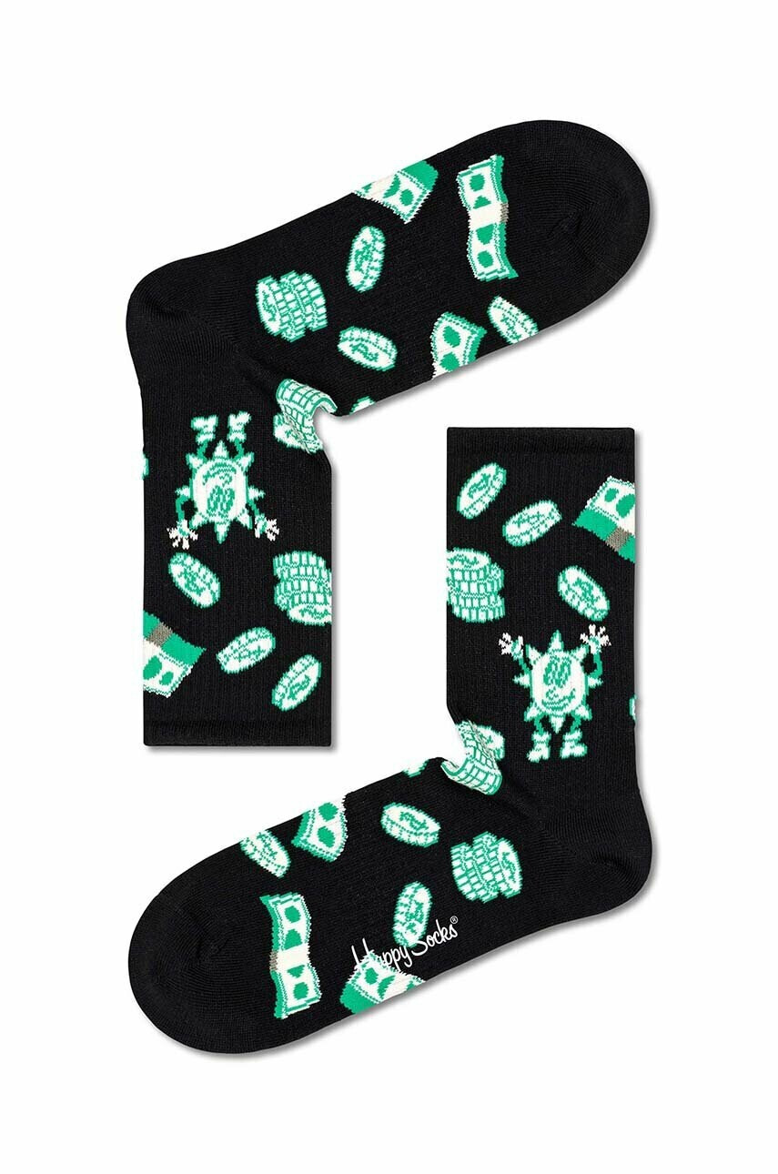 Happy Socks Чорапи Black Happy Money в черно - Pepit.bg