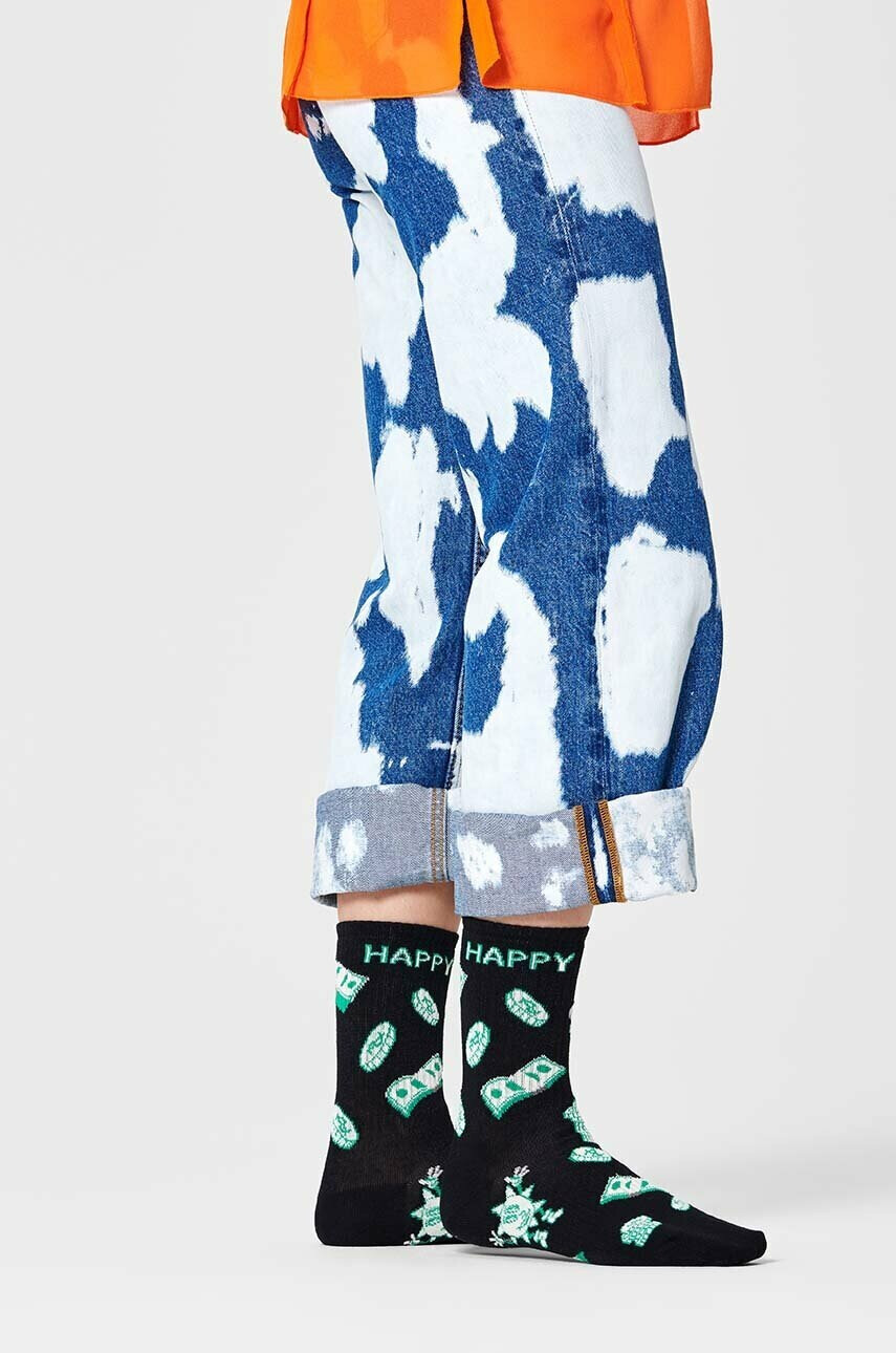 Happy Socks Чорапи Black Happy Money в черно - Pepit.bg