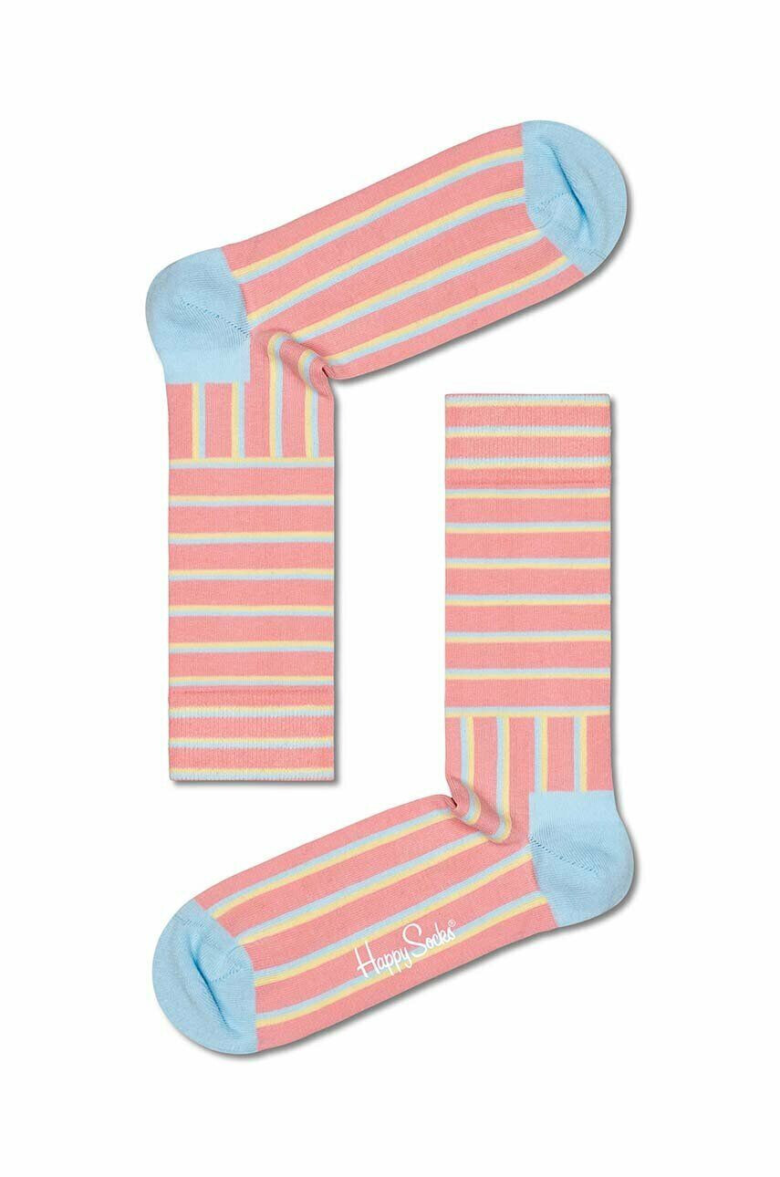 Happy Socks Чорапи Blocked Stripe в розово - Pepit.bg