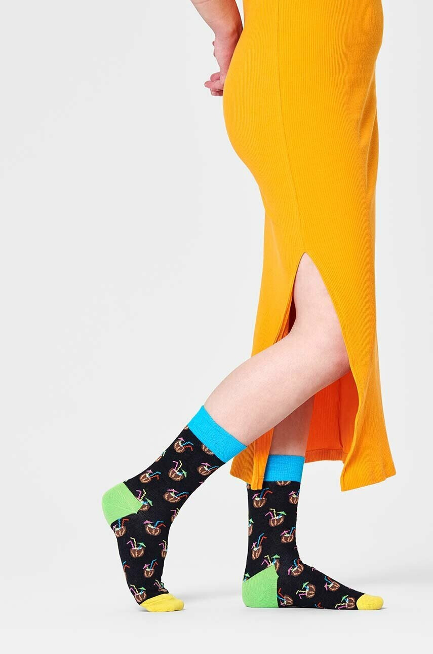Happy Socks Чорапи Cocunut Cocktail в черно - Pepit.bg
