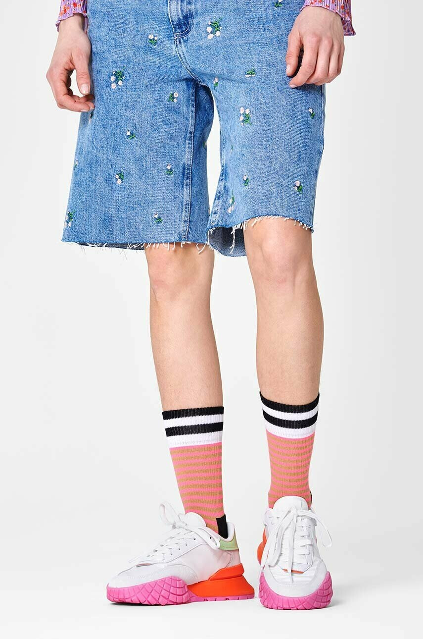 Happy Socks Чорапи Dark Pink Neon Stripe в розово - Pepit.bg