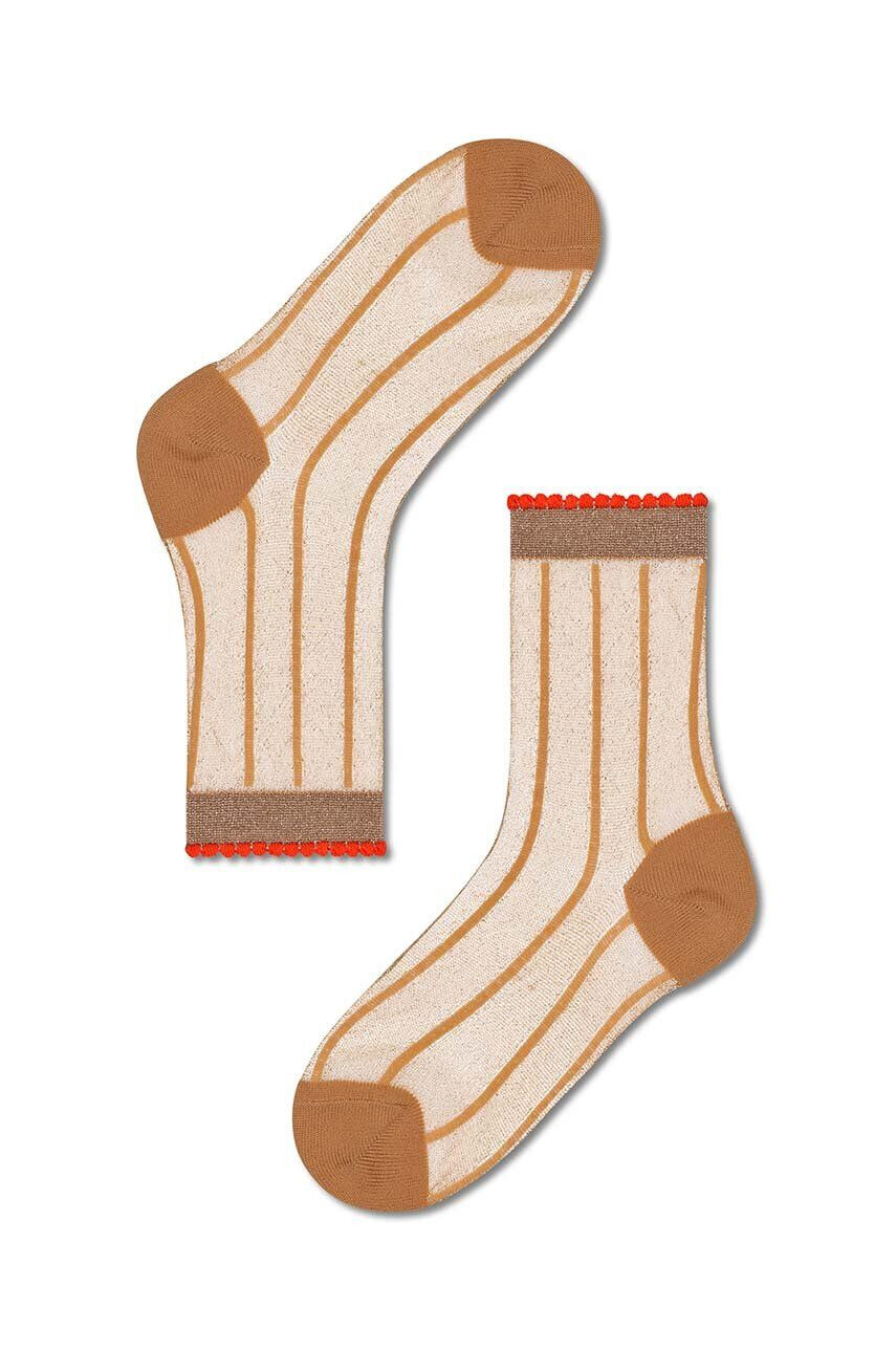 Happy Socks Чорапи Light Brown Lilly Ankle в бежово - Pepit.bg