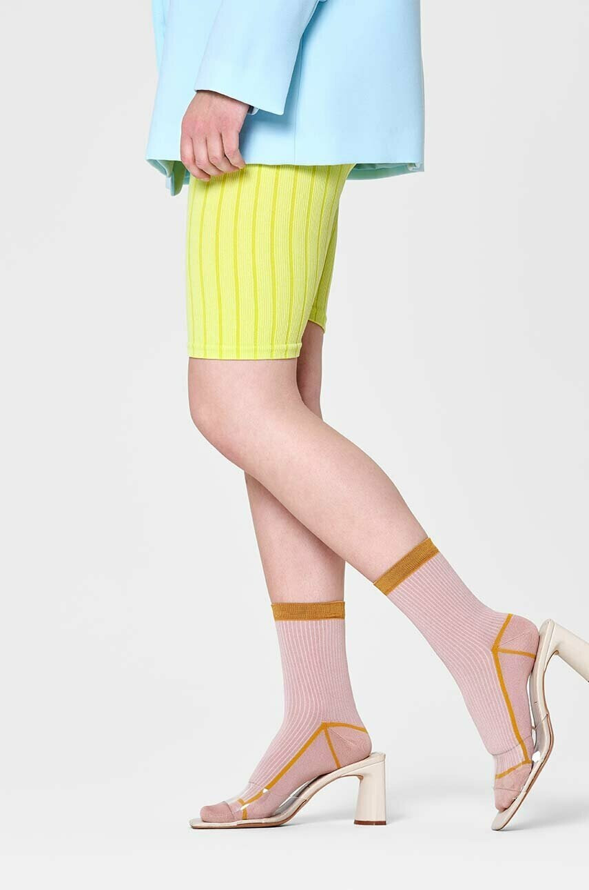 Happy Socks Чорапи Light Pink Liv Crew в розово - Pepit.bg