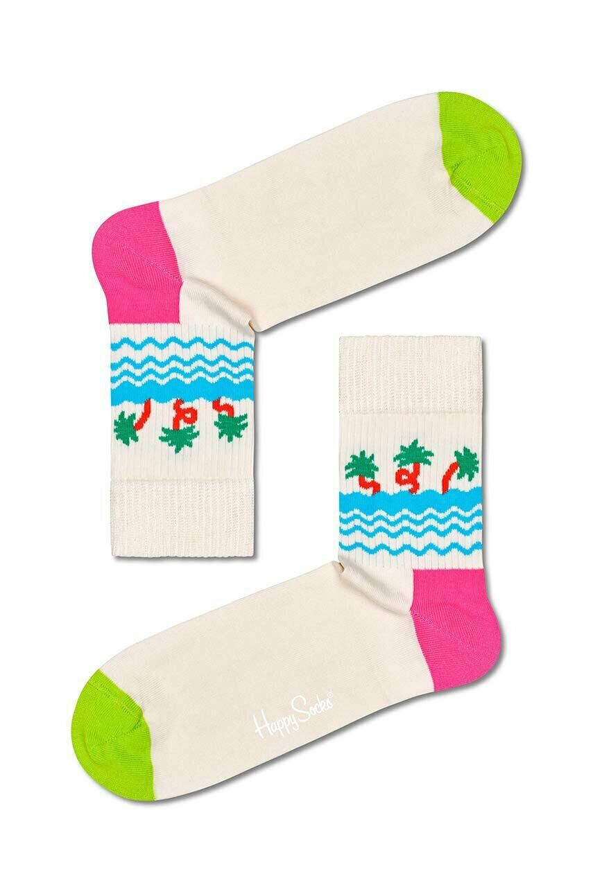 Happy Socks Чорапи Palm Beach 1/2 Crew в бяло - Pepit.bg