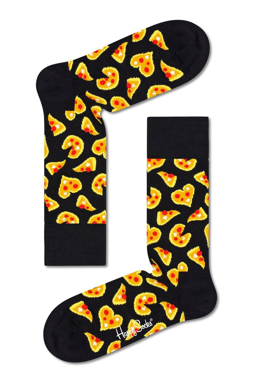 Happy Socks Чорапи Pizza Love дамски в черно - Pepit.bg