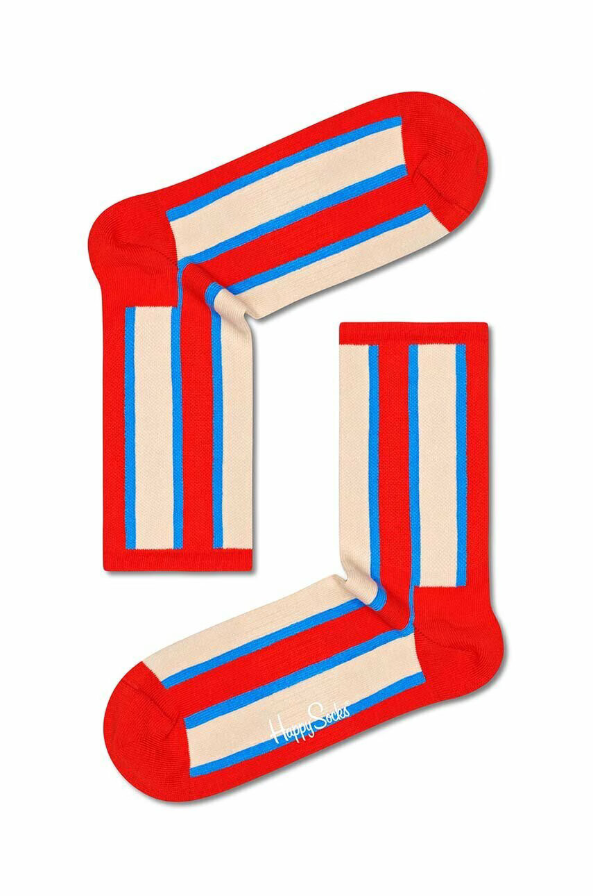 Happy Socks Чорапи Red Vertical Stripe в червено - Pepit.bg