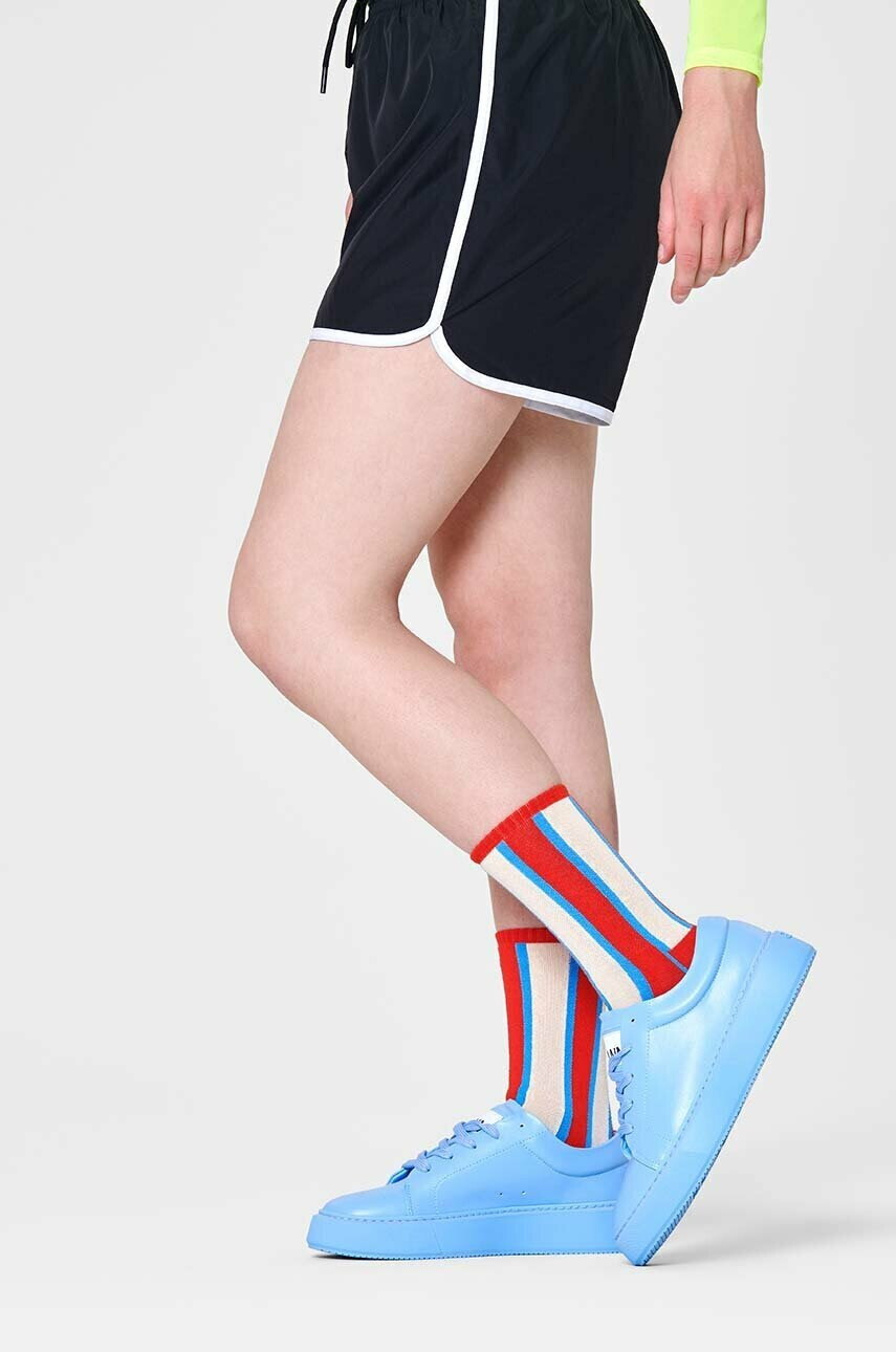 Happy Socks Чорапи Red Vertical Stripe в червено - Pepit.bg