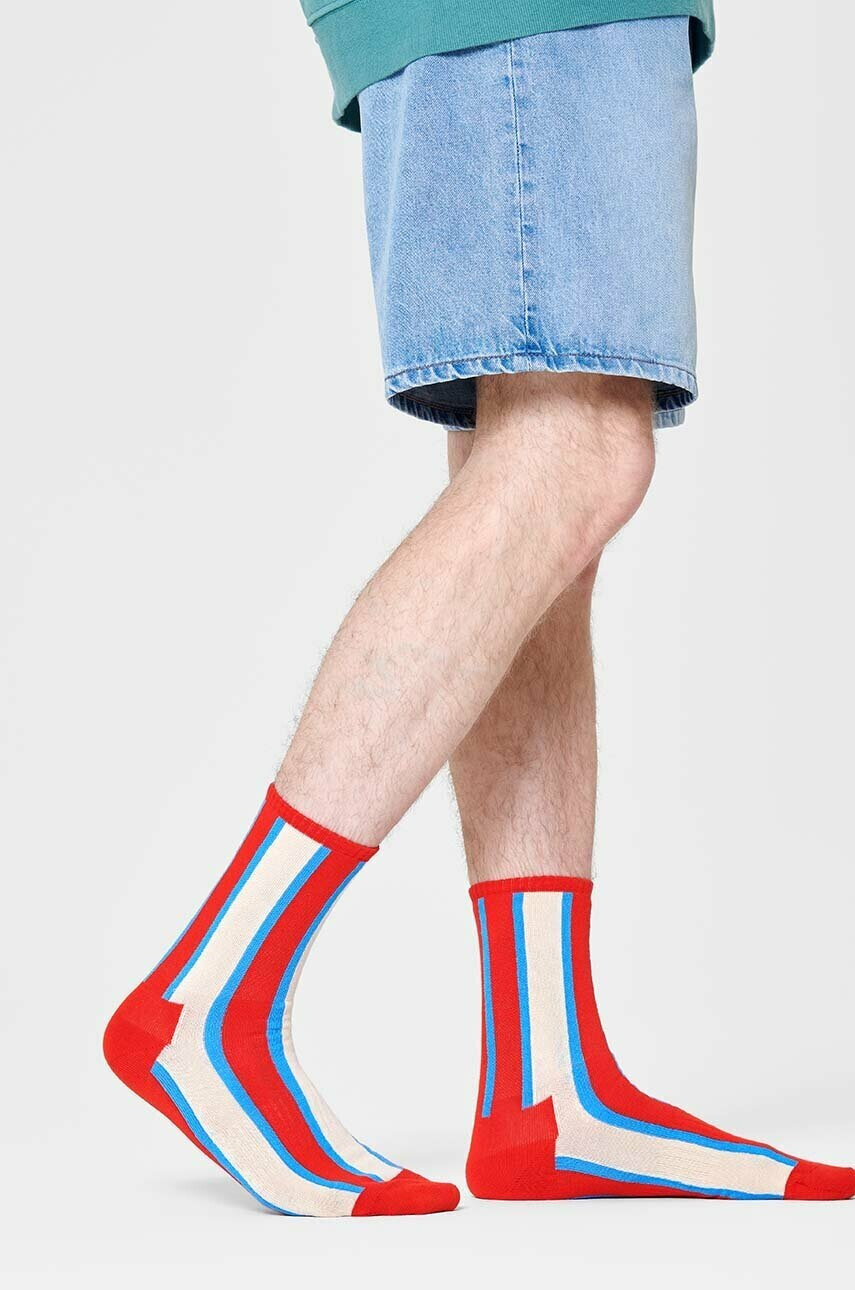 Happy Socks Чорапи Red Vertical Stripe в червено - Pepit.bg