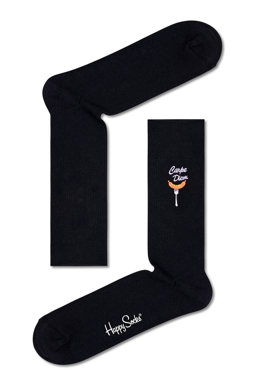 Happy Socks Чорапи Ribbed Embroidery Carpe Diem - Pepit.bg