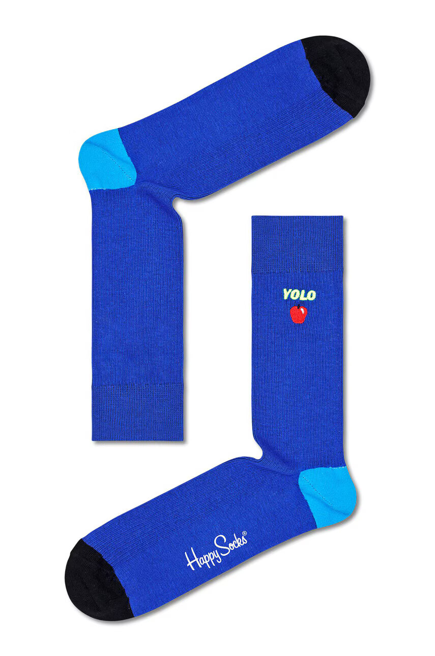 Happy Socks Чорапи Ribbed Embroidery Yolo - Pepit.bg