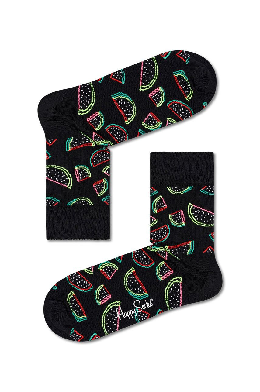 Happy Socks Чорапи Watermelon Half Crew мъжки в черно - Pepit.bg