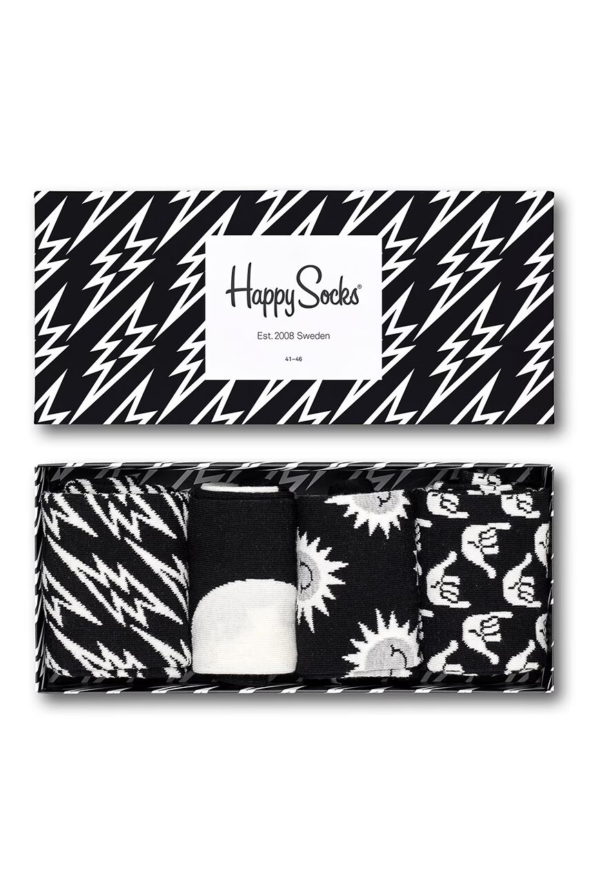 Happy Socks Чорапки Black And White (4-бройки) - Pepit.bg