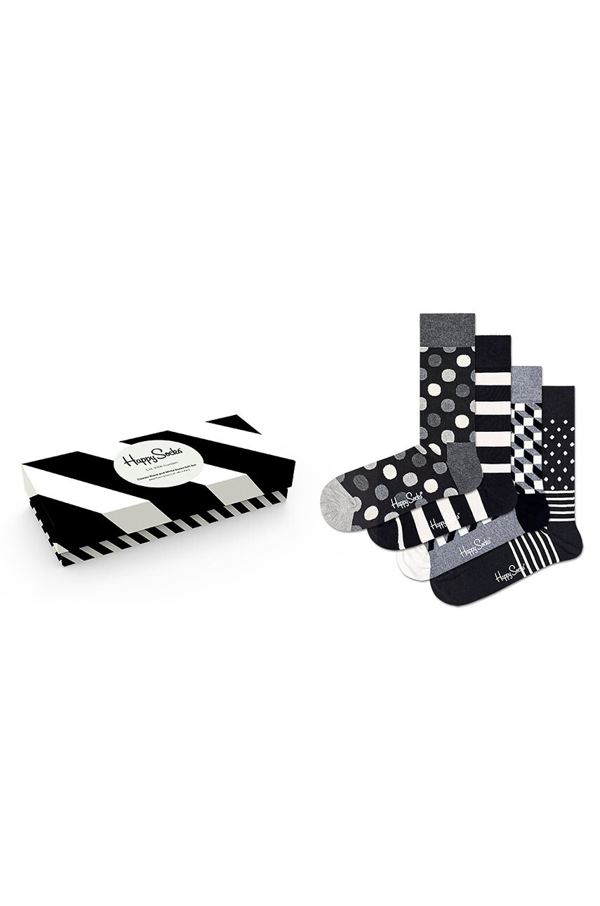 Happy Socks Чорапки Classic Black & White (4 бройки) - Pepit.bg