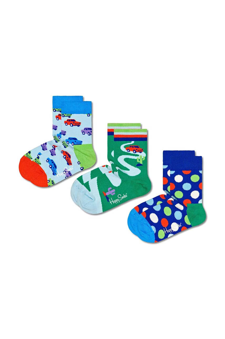 Happy Socks Детски чорапи Kids Car (3 чифта) в синьо - Pepit.bg