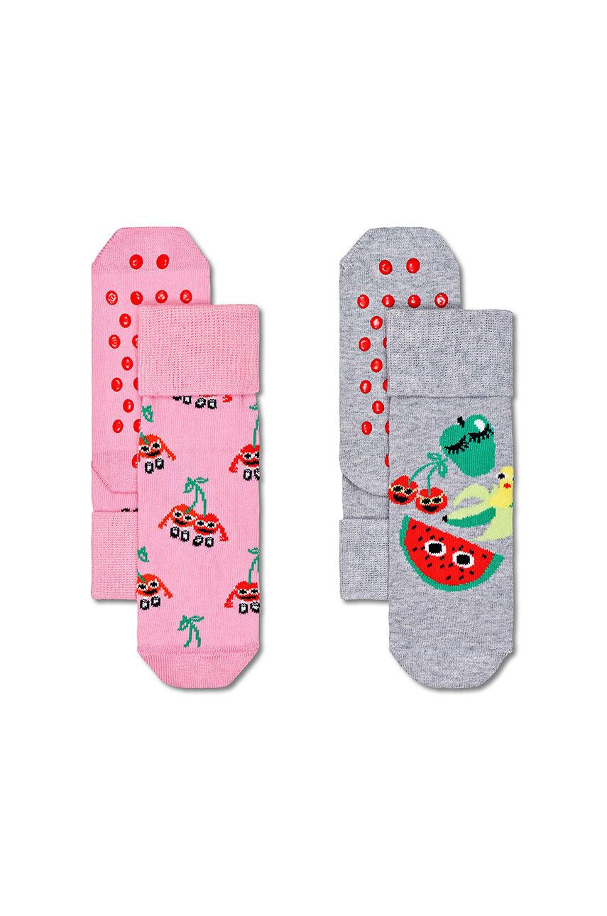 Happy Socks Детски чорапи Kids Fruit Mix (2 чифта) в розово - Pepit.bg