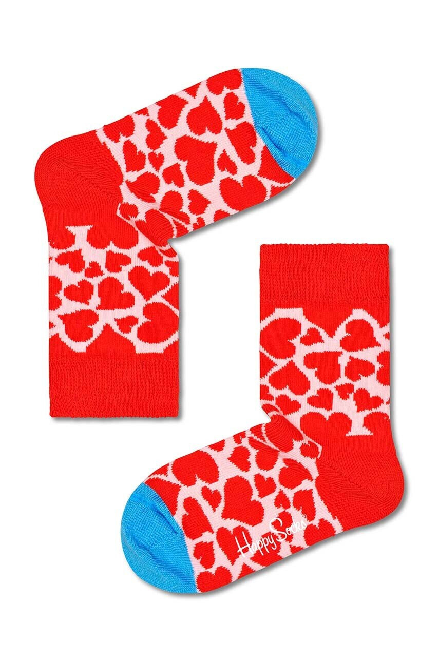 Happy Socks Детски чорапи Kids Hearts в червено - Pepit.bg