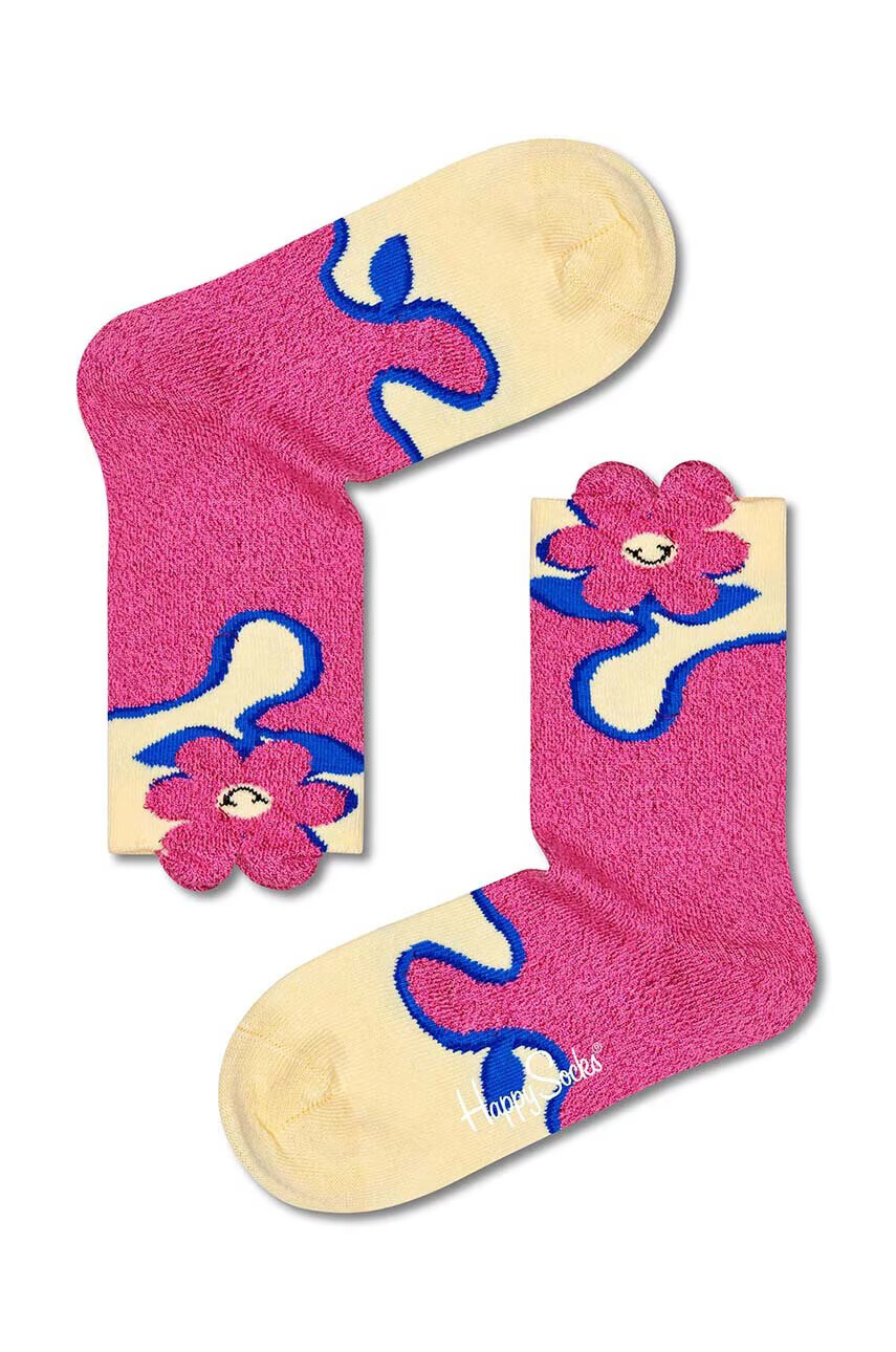 Happy Socks Детски чорапи Kids Smiley Cuff в розово - Pepit.bg
