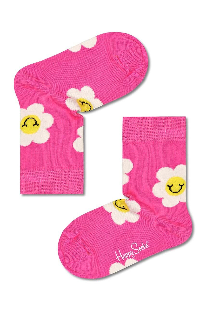 Happy Socks Детски чорапи Kids Smiley Daisy в розово - Pepit.bg