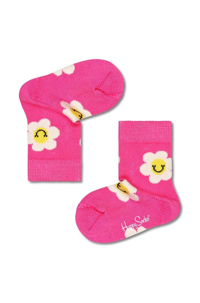 Happy Socks Детски чорапи Kids Smiley Daisy в розово - Pepit.bg