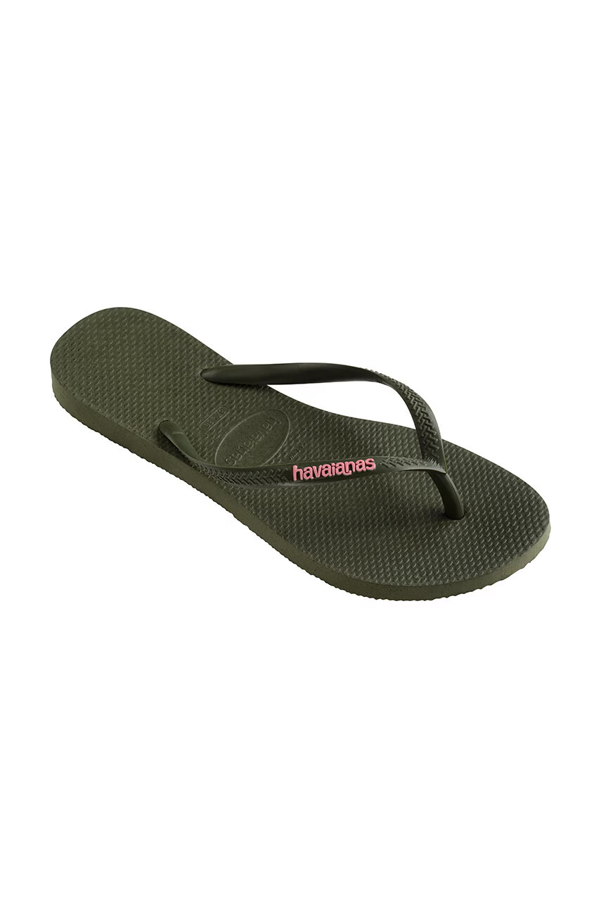 Havaianas Джапанки Slim Logo в зелено с равна подметка - Pepit.bg