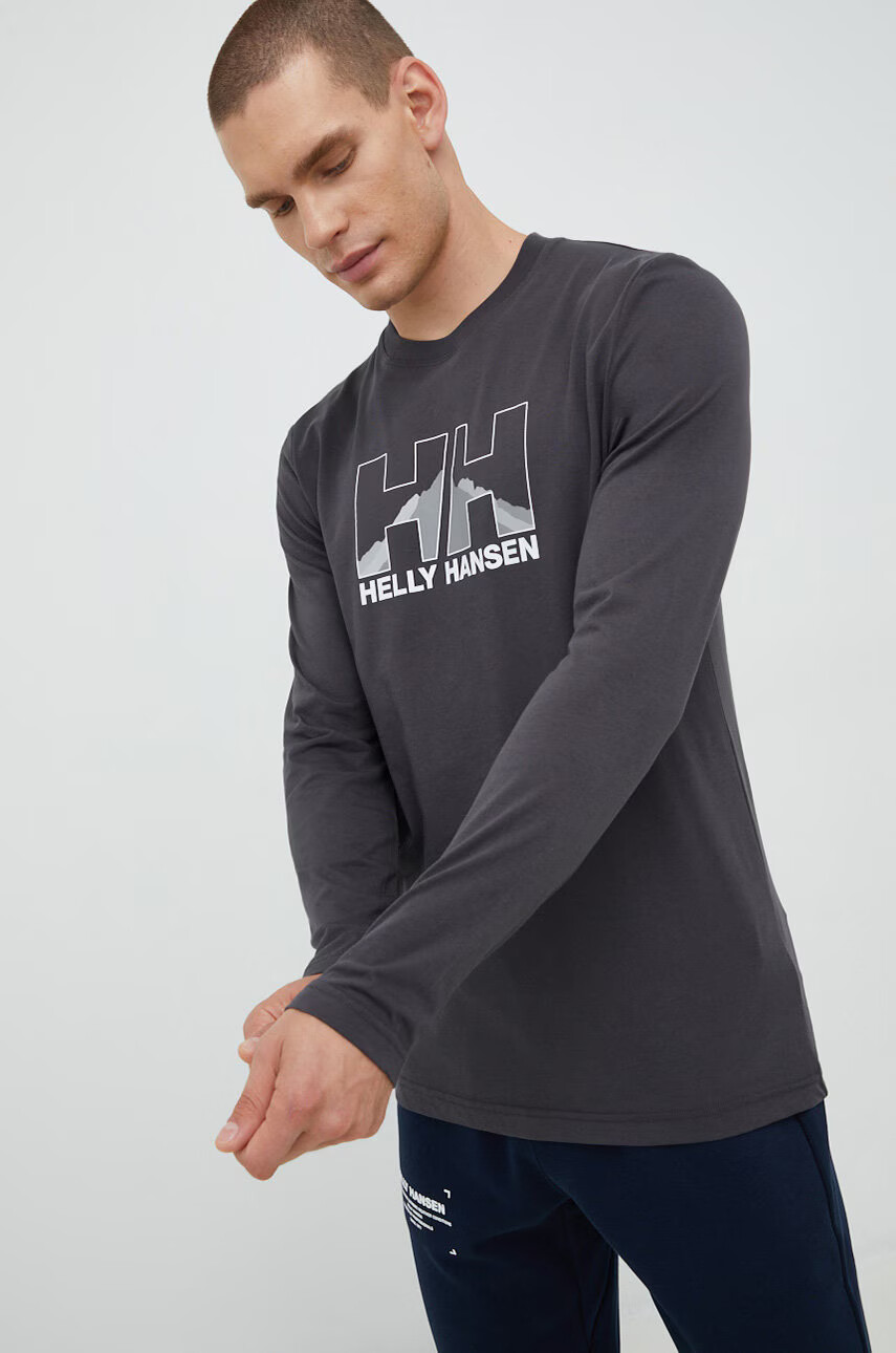 Helly Hansen Блуза с дълги ръкави в сиво с принт - Pepit.bg