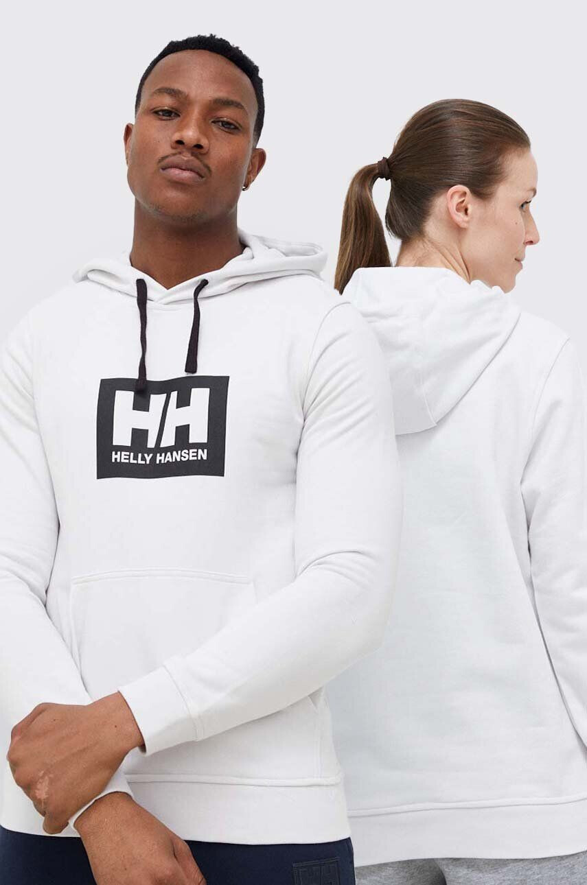 Helly Hansen Памучен суичър в черно с качулка с принт - Pepit.bg