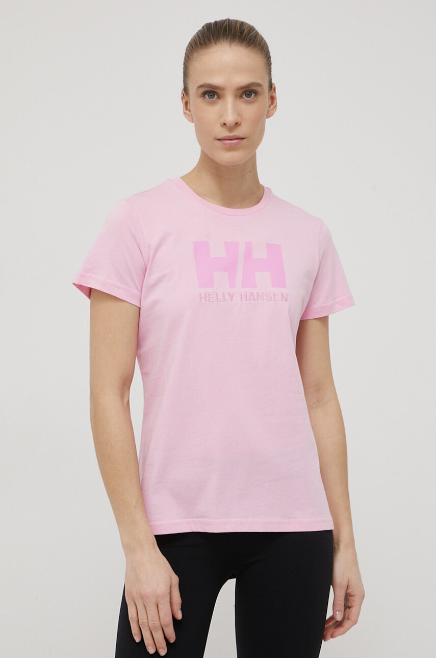 Helly Hansen Памучна тениска в розово - Pepit.bg