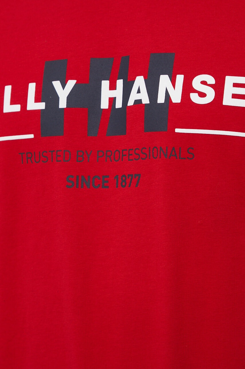 Helly Hansen Памучна тениска в червено с принт - Pepit.bg
