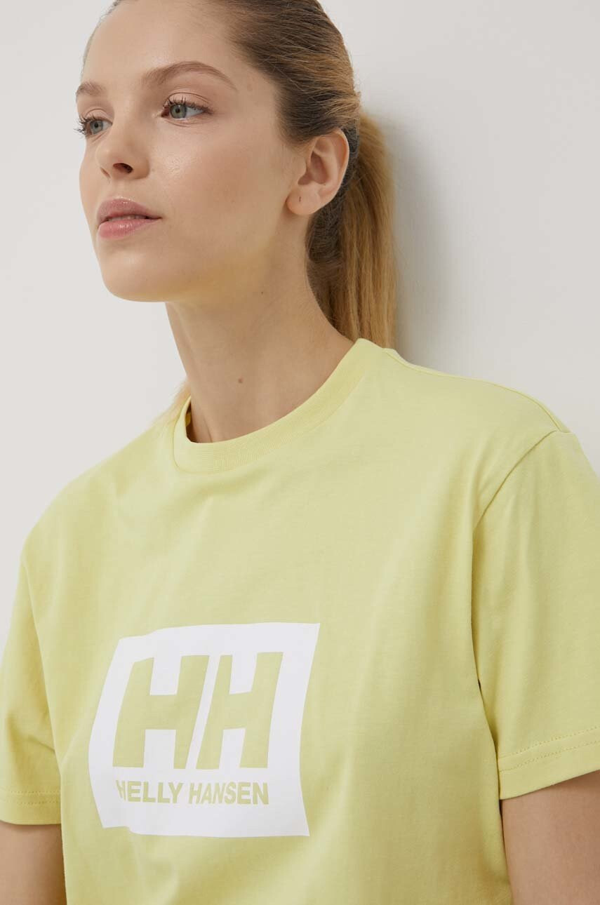 Helly Hansen Памучна тениска в жълто с принт - Pepit.bg