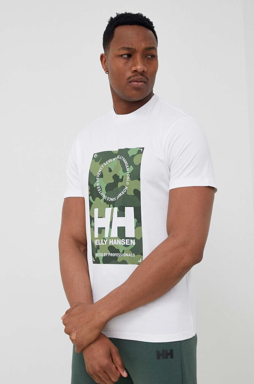 Helly Hansen Памучна тениска в бяло с принт - Pepit.bg