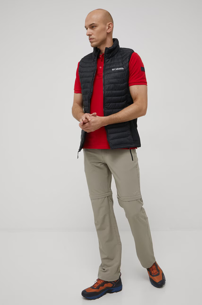 Helly Hansen Памучна тениска с яка в червено с принт - Pepit.bg