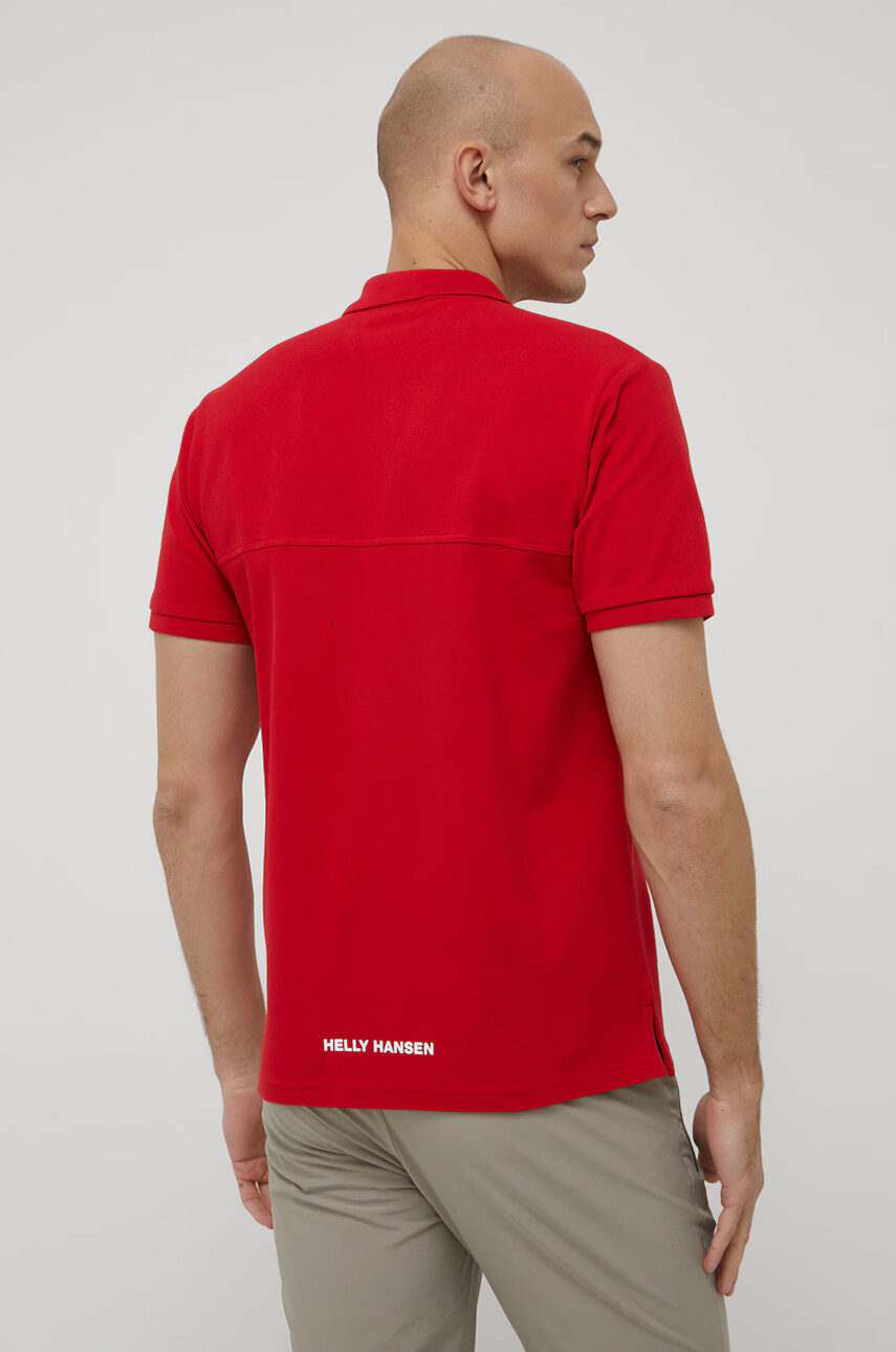 Helly Hansen Памучна тениска с яка в червено с принт - Pepit.bg
