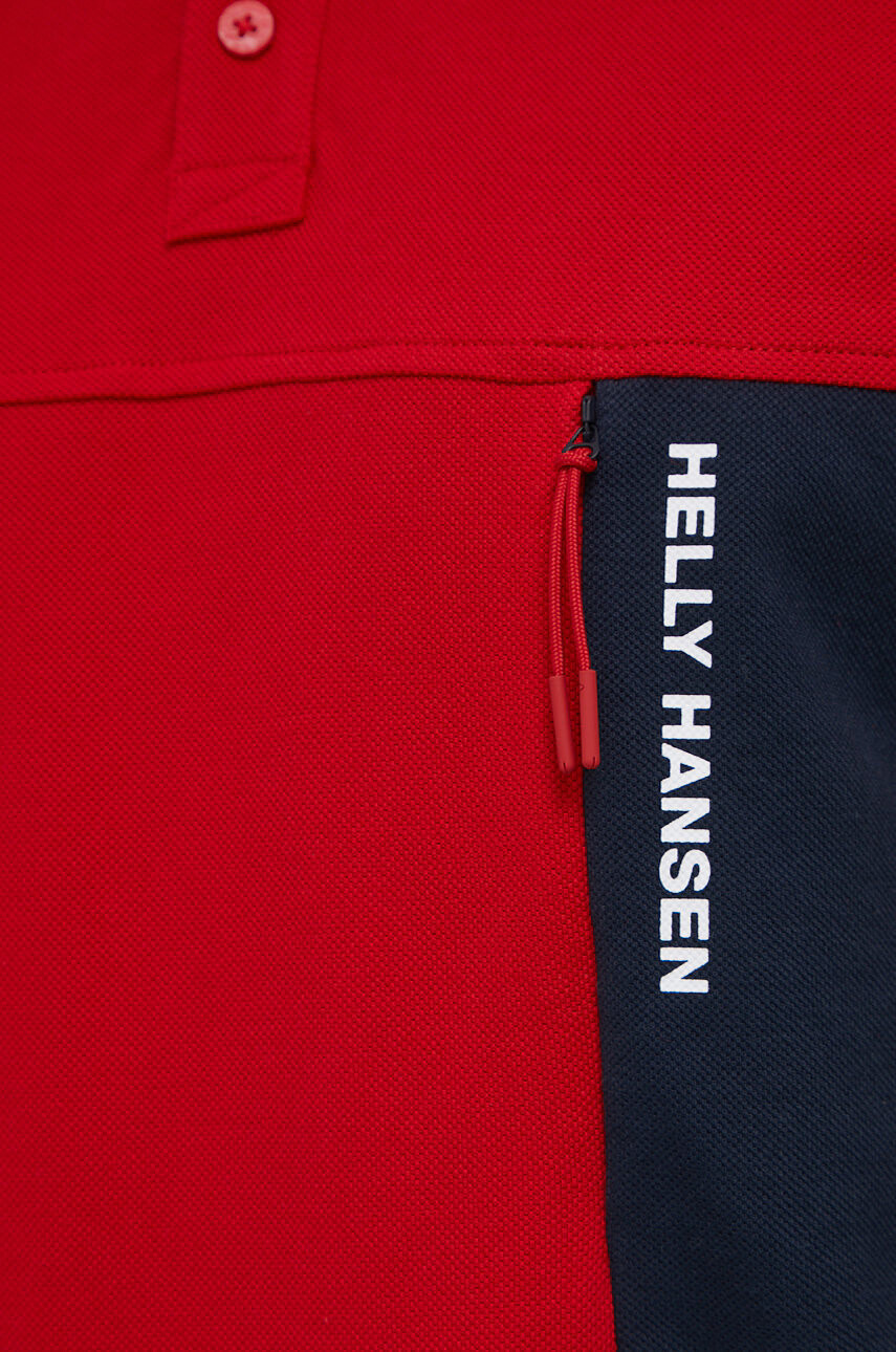 Helly Hansen Памучна тениска с яка в червено с принт - Pepit.bg