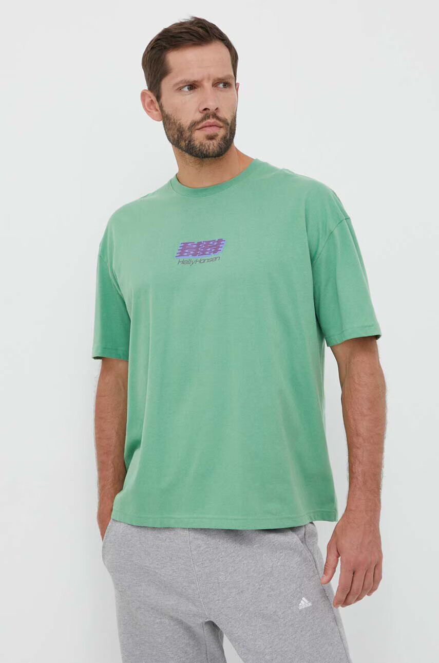 Helly Hansen Памучна тениска x Even Suswg в зелено с десен - Pepit.bg