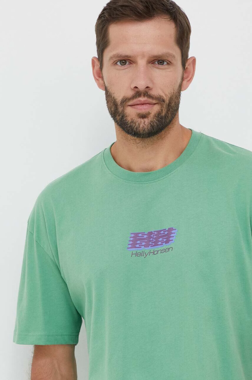 Helly Hansen Памучна тениска x Even Suswg в зелено с десен - Pepit.bg