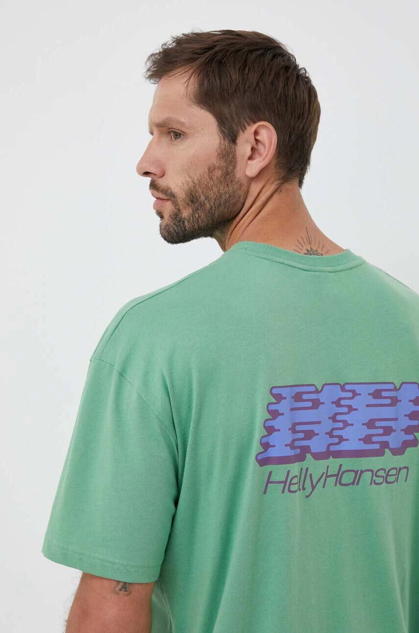 Helly Hansen Памучна тениска x Even Suswg в зелено с десен - Pepit.bg