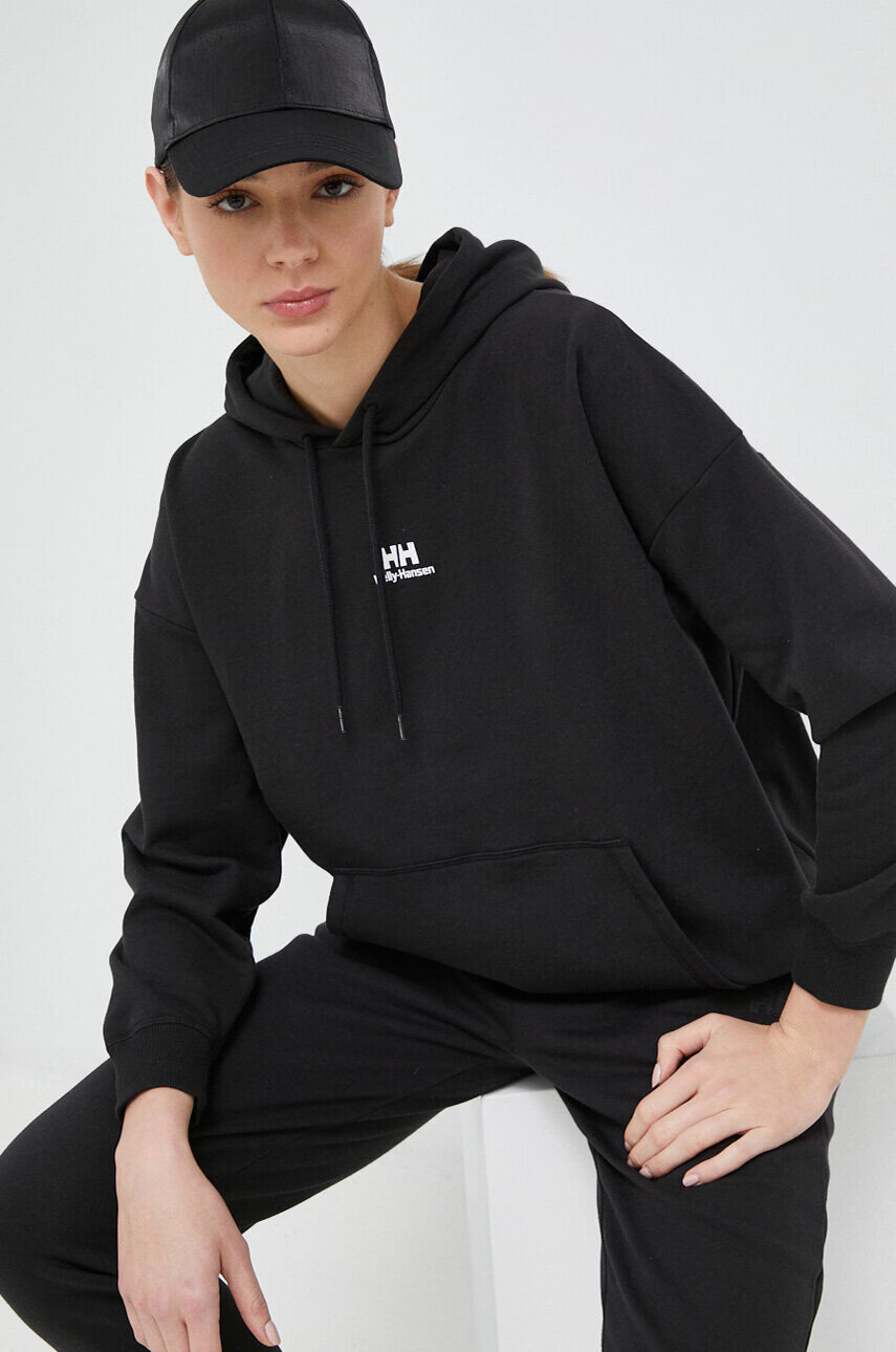 Helly Hansen Суичър в черно с качулка с изчистен дизайн - Pepit.bg