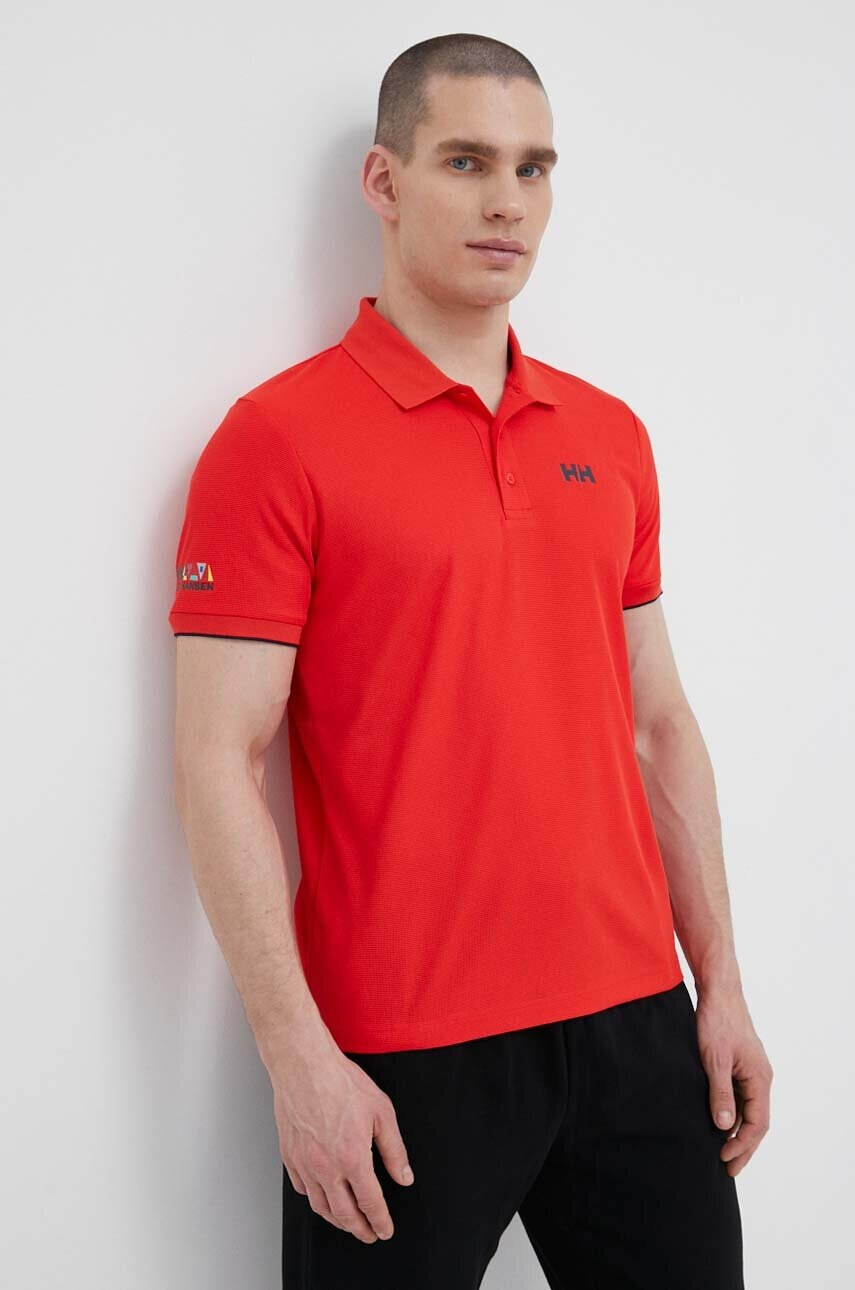 Helly Hansen Тениска с яка в червено с принт - Pepit.bg