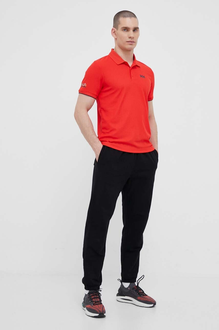 Helly Hansen Тениска с яка в червено с принт - Pepit.bg