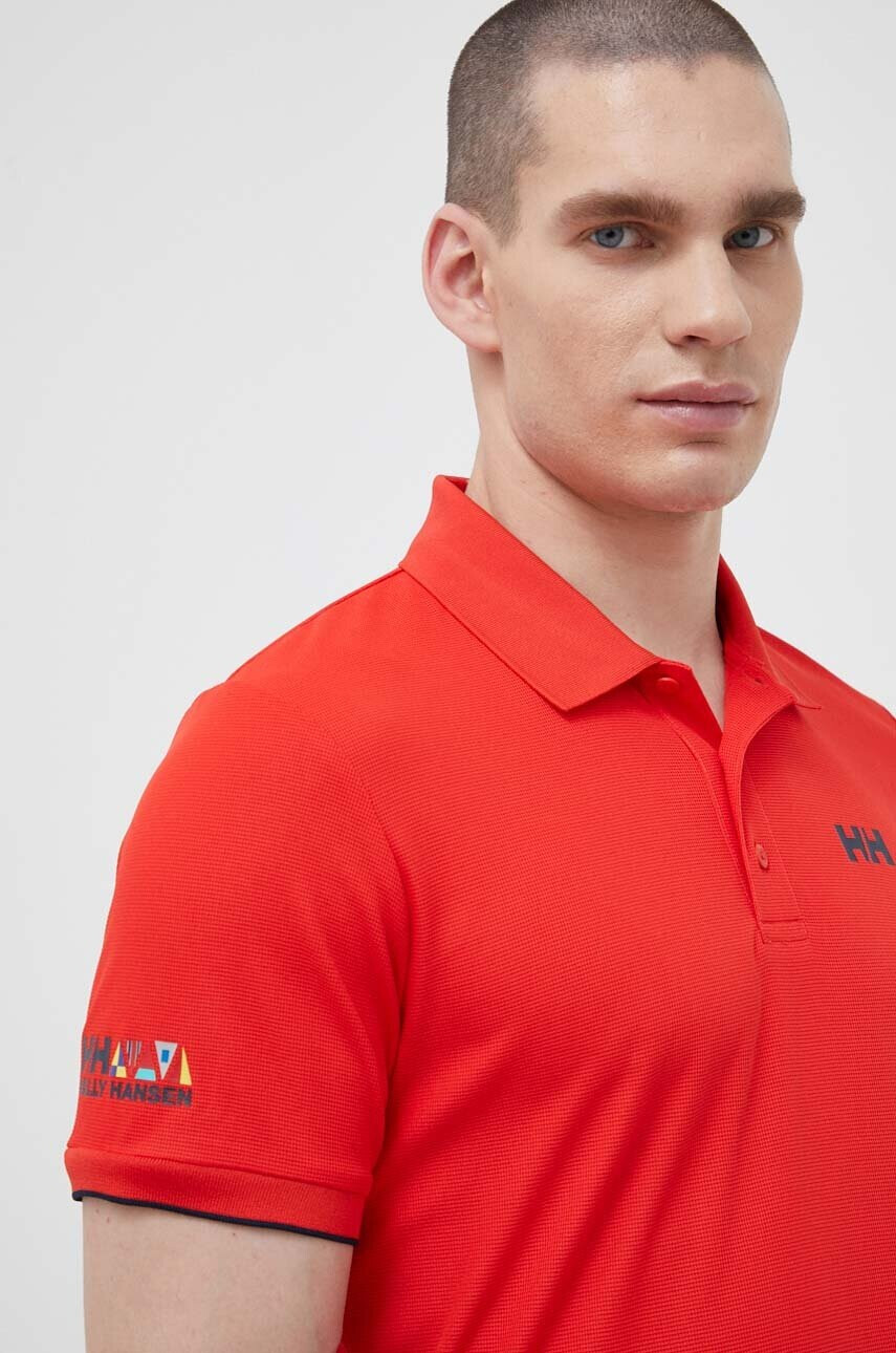 Helly Hansen Тениска с яка в червено с принт - Pepit.bg