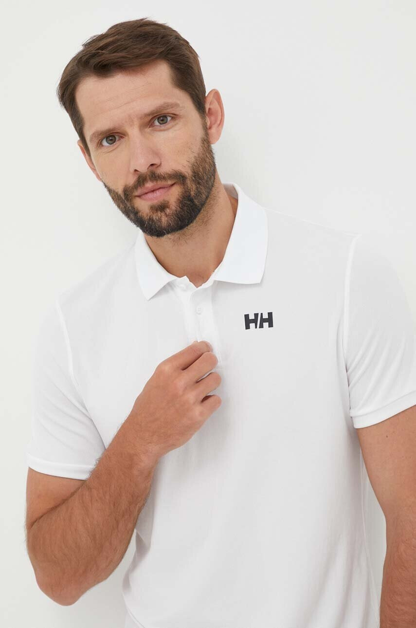 Helly Hansen Тениска с яка в бяло с принт - Pepit.bg
