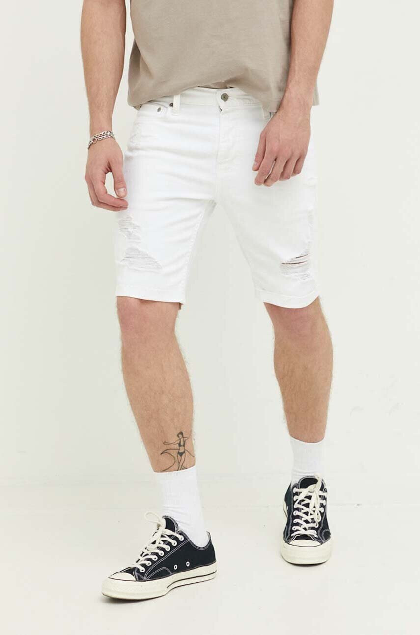 Hollister Co. Дънков къс панталон в бяло - Pepit.bg