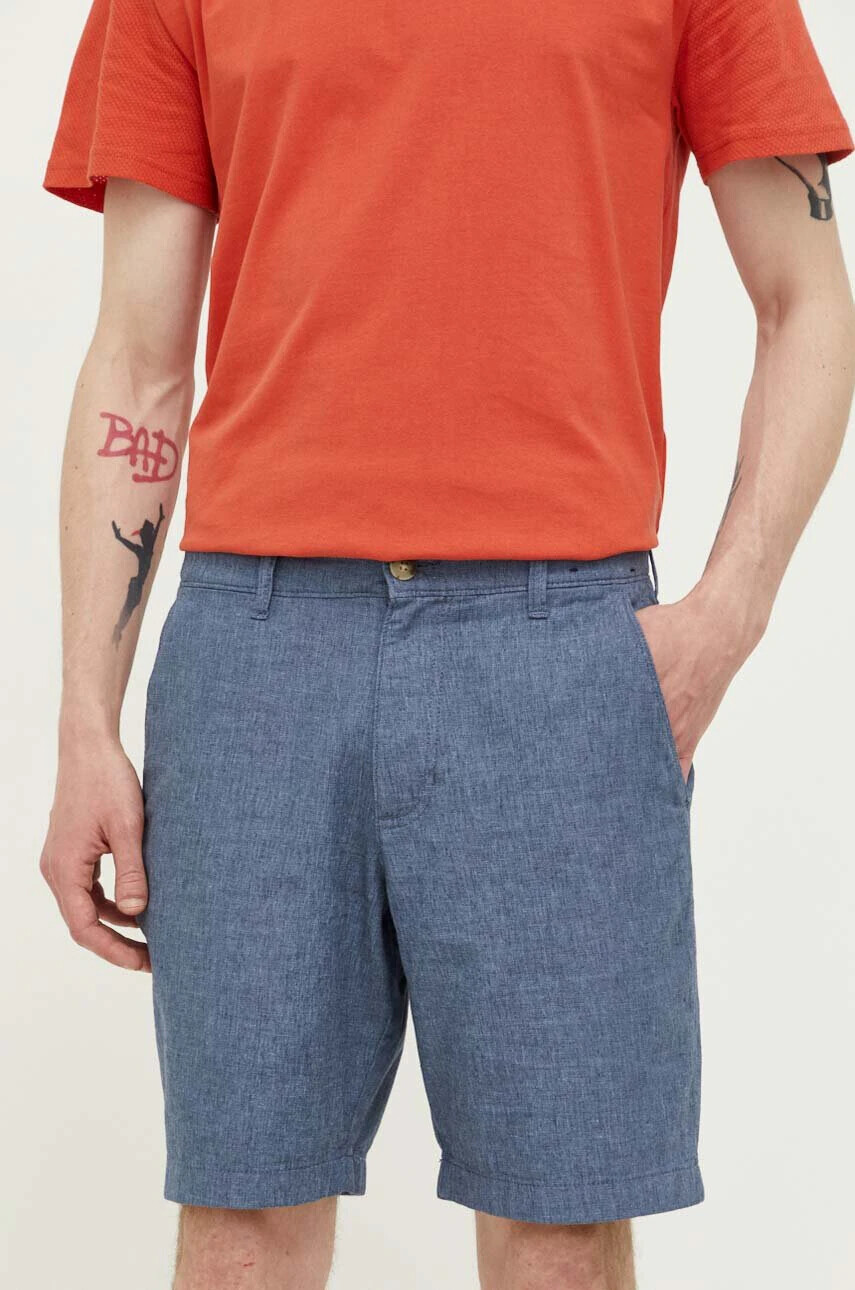 Hollister Co. Къс панталон с лен в тъмносиньо - Pepit.bg