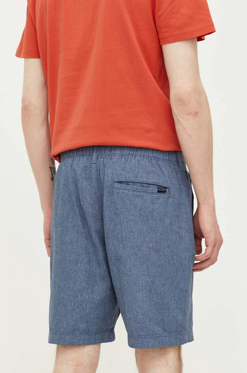 Hollister Co. Къс панталон с лен в тъмносиньо - Pepit.bg