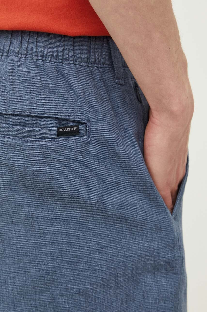 Hollister Co. Къс панталон с лен в тъмносиньо - Pepit.bg