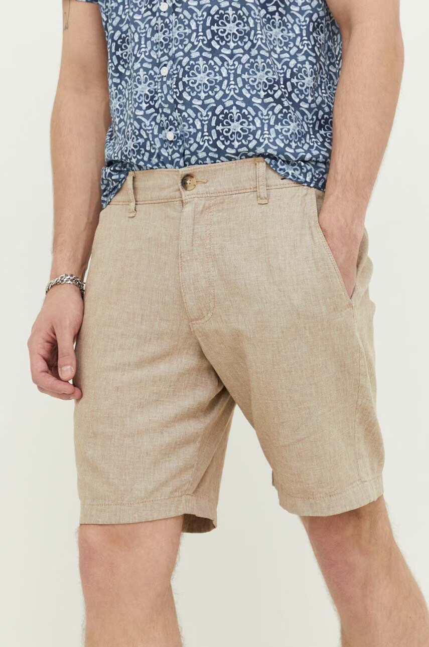 Hollister Co. Къс панталон с лен в зелено - Pepit.bg